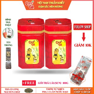 (Tặng gói trà) Trà ô long Quê Ta nguyên chất chính hãng, hộp giấy ,trà olong ngon giúp giảm cân hiệu quả- 2 hộp x 100g