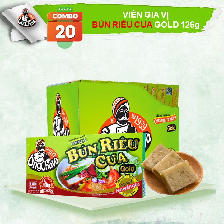 Combo 20 Hộp Viên Gia Vị Bún Riêu Cua Gold 126g Ông Chà Và (Nguyên Lốc)