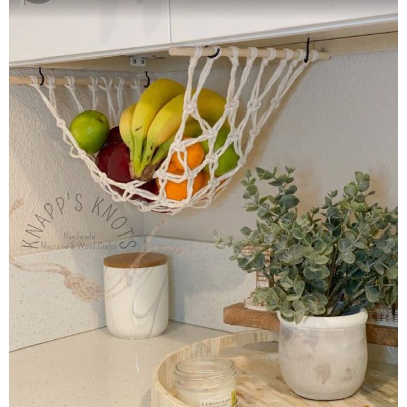 Võng đựng trái cây Macarme tặng kèm 4 khoen treo