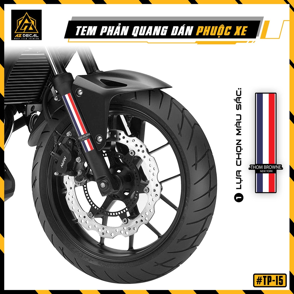 Tem Dán Phuộc Phản Quang Thomm Browne | TP15 | Decal Dán Phuộc Trước Chống Nước, Chống Phai Màu, Dễ Dán
