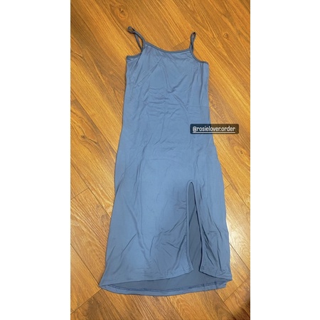 Đầm body maxi dài nữ trơn hai dây viền màu xẻ tà quyến rũ - Order taobao quảng châu