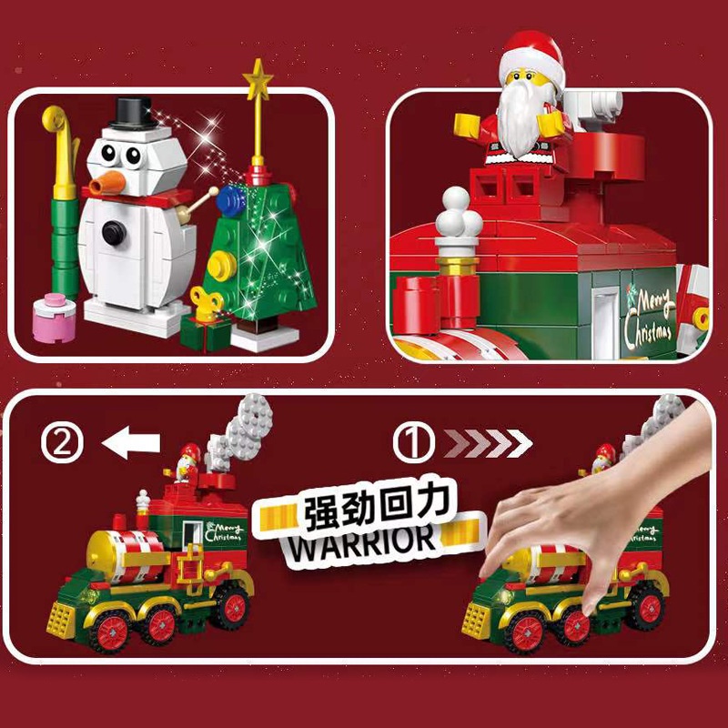 Đồ Chơi Lego Lắp Ráp Xe Lửa TV Giáng Sinh Có Đèn Vui Nhộn Cho Bé