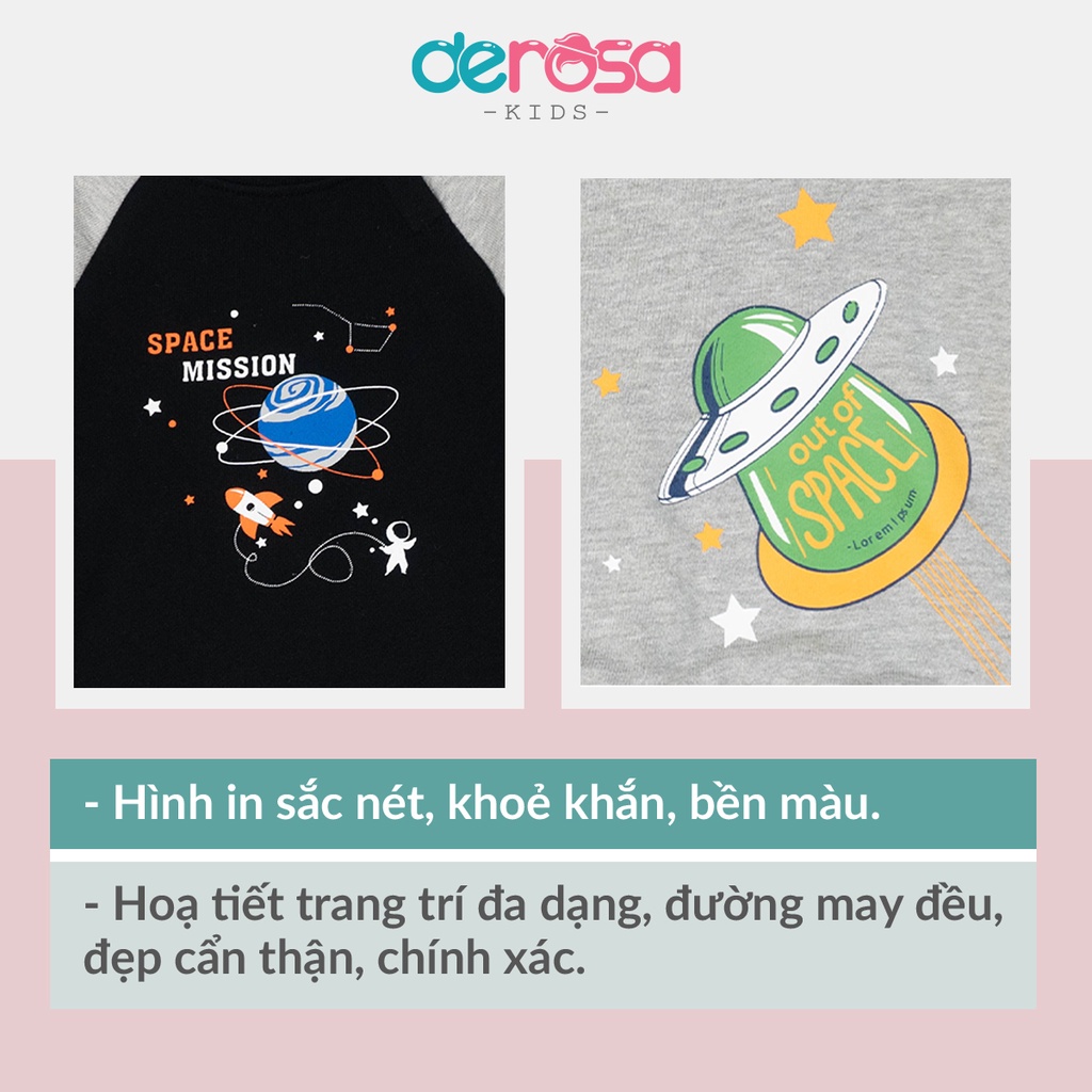 Áo thu đông DEROSA KIDS dài tay bé trai chất liệu Cotton da cá cho bé từ 2 đến 6 tuổi