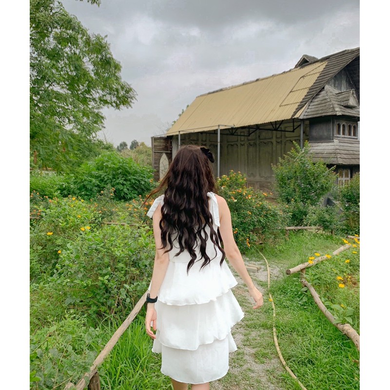 [Mã FATHANG5 giảm 10K đơn 50K] 🌿 VÁY NƠ VAI 4 TẦNG 🌿 ĐẦM VAI NƠ DỄ THƯƠNG | BigBuy360 - bigbuy360.vn