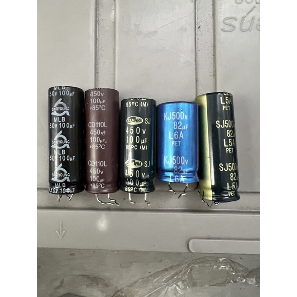 Tụ hoá phân cực tháo tháo máy 82uf/500v, 100uf/500v, 100uf/450v