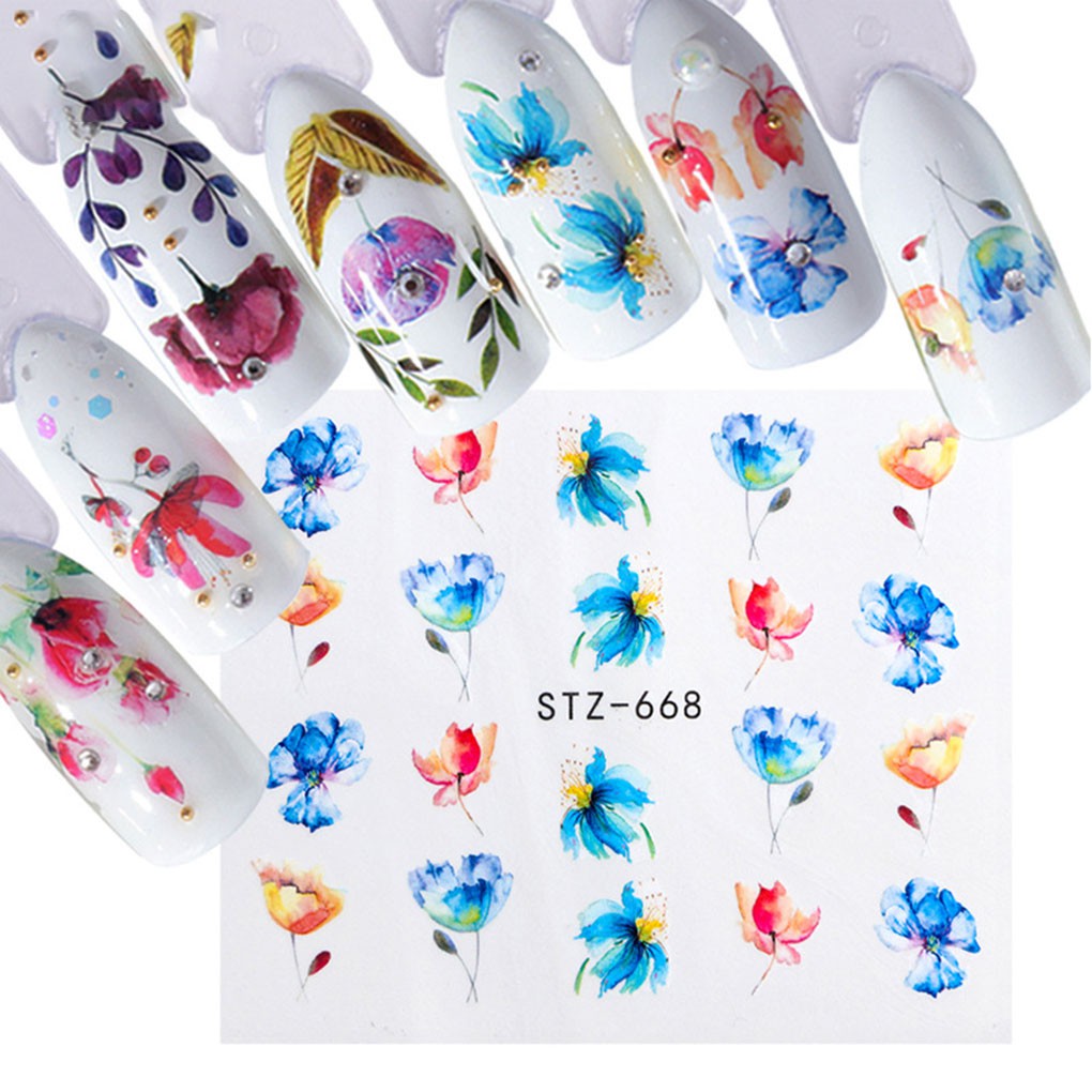 [Hàng mới về] Miếng dán trang trí móng tay hình bông hoa nhiều màu xinh xắn