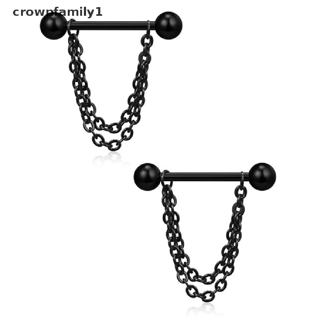 Set 2 Khuyên Nhũ Hoa Bằng Thép Không Gỉ Hình Trái Tim crownfamily1
