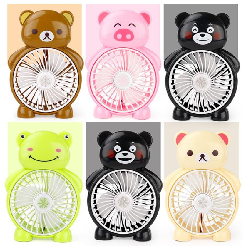 Quạt 💓FREESHIP💓 Quạt mini 3 cánh để bàn hình thú pin cực lâu, siêu mát, kiểu dáng cực dễ thương, tiện dụng 7054