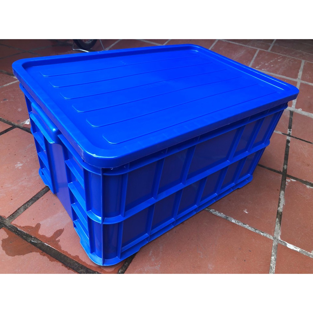 Thùng nhựa đặc Ha019 kèm nắp - Kt: 610x420x310 mm