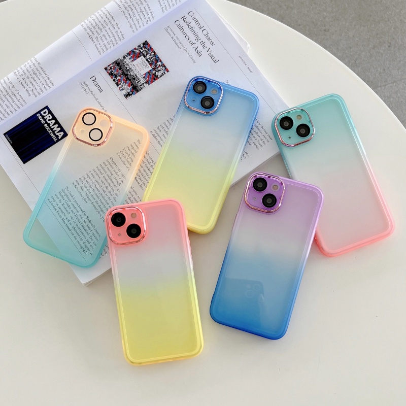 Ốp Điện Thoại Dẻo Màu Gradient Thời Trang Chống Rơi Cho iPhone 14 13 12 11 Pro Max XS XR X 8 7 Plus