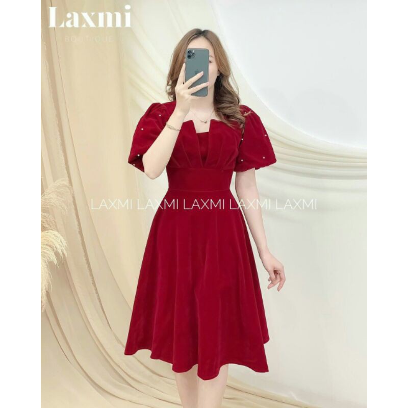 Đầm tiểu thư dáng xòe tay bồng đính ngọc size 50-72kg💕hàng y hình và video💕 | BigBuy360 - bigbuy360.vn