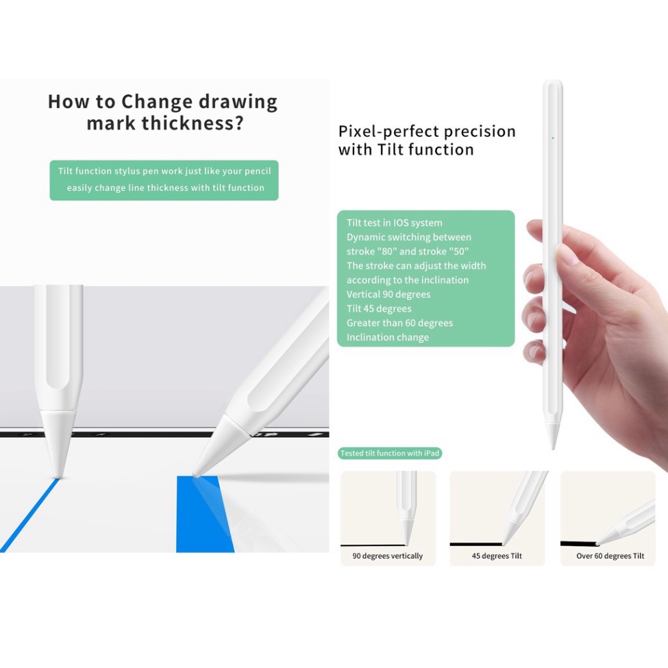 Bút cảm ứng Wiwu Pencil Pro  chống tì tay, vẽ nét đậm chính hãng wiwu Stylus tương thích nhiều dòng I-/Pad