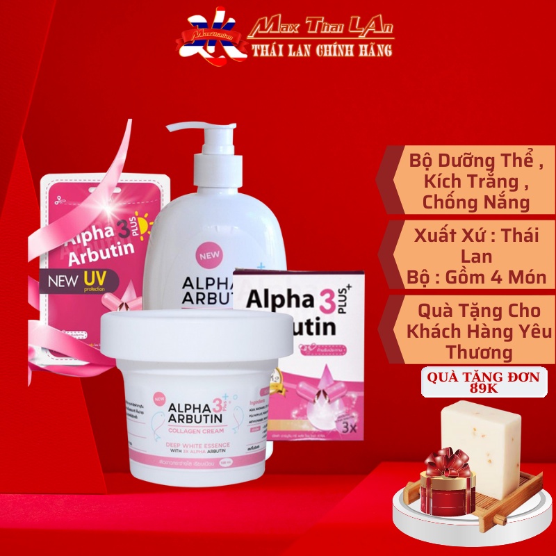 Combo Bộ Sữa dưỡng thể trắng da Collagen Alpha Arbutin 500ml Và Viên bột Kích Trắng ( Sản Phẩm Chính Hãng )