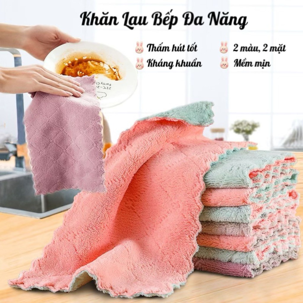Khăn lau đa năng 2 màu siêu thấm hút sợi vải