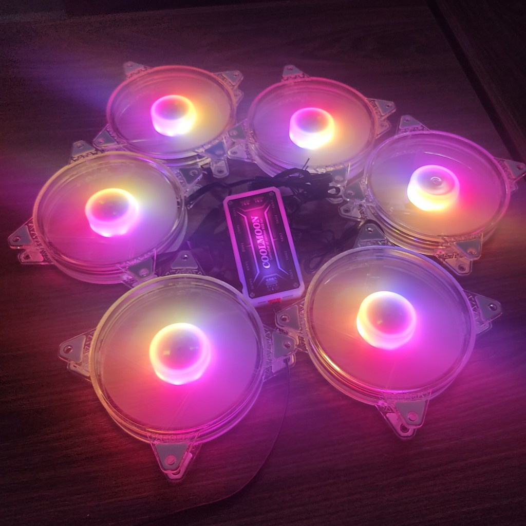 Quạt làm mát máy tính, Fan Case, Fan led VIP ARGB Led sáng tâm, viền trong suốt, đồng bộ Hub khiển