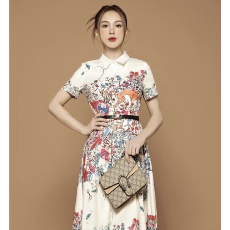 Đầm lụa họa tiết hoa kèm nịt siêu đẹp QCCC