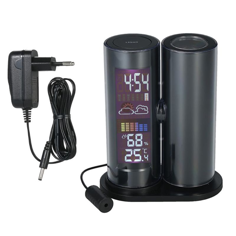 Đồng Hồ Báo Thức Điện Tử Có Đèn LED Nhiều Màu Đo Nhiệt Độ Và Độ Ẩm Để Bàn