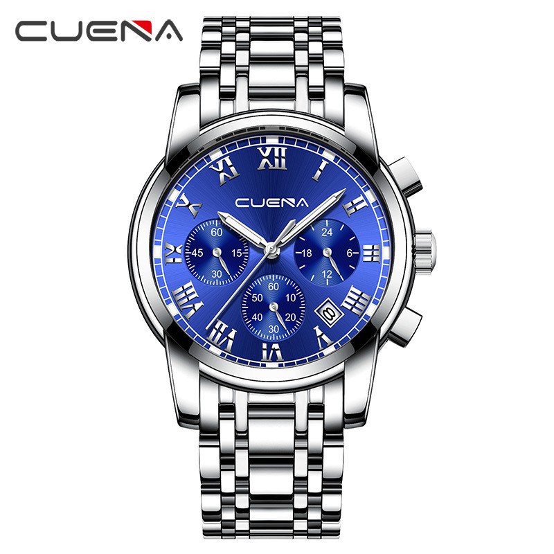 ĐỒNG HỒ NAM CUENA CHẠY 6KIM DÂY THÉP KHÔNG GỈ CAO CẤP +TẶNG PIN
