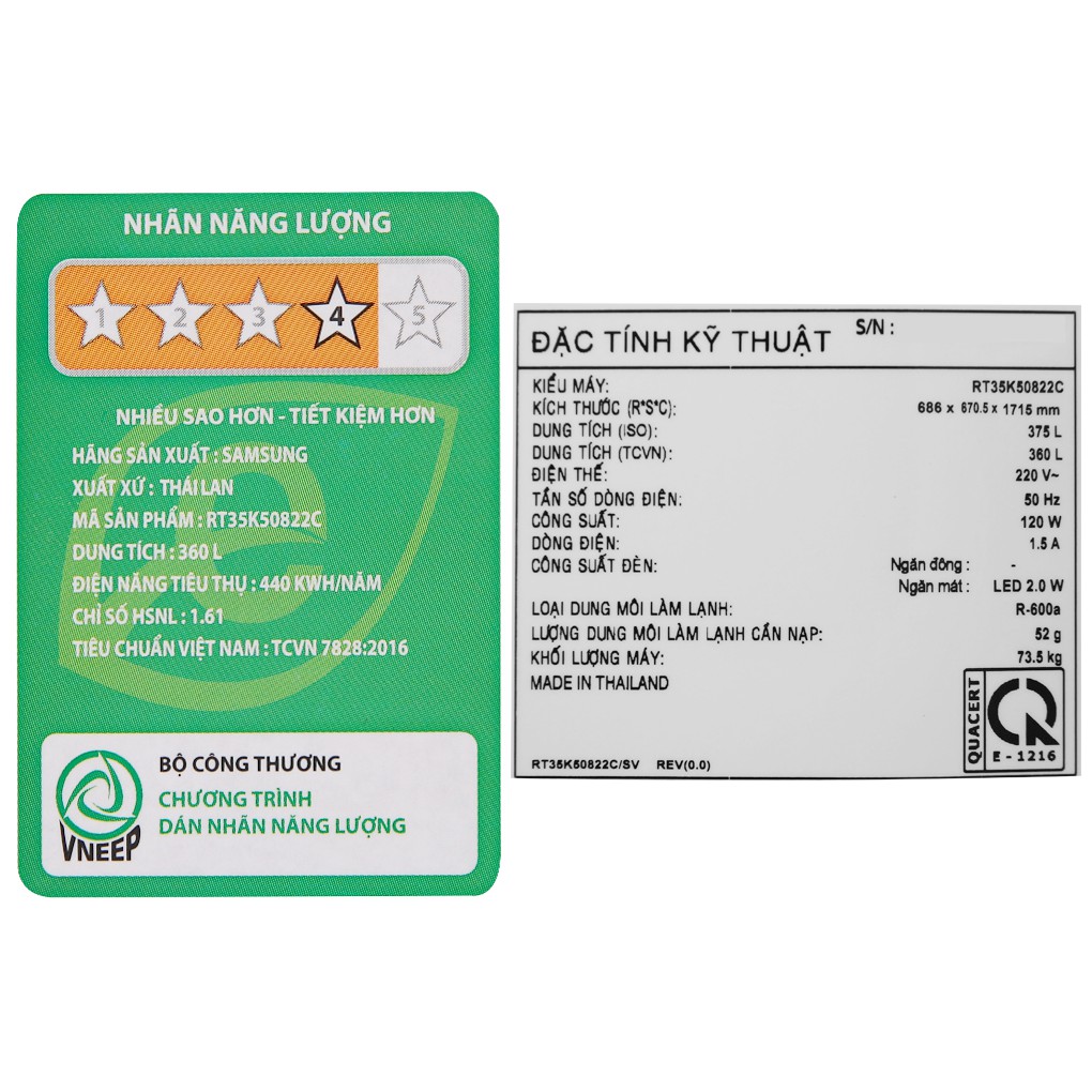 [MIỄN PHÍ GIAO HÀNG - LẮP ĐẶT] RT35K50822C/SV - Tủ lạnh Samsung Inverter 360 lít RT35K50822C/SV