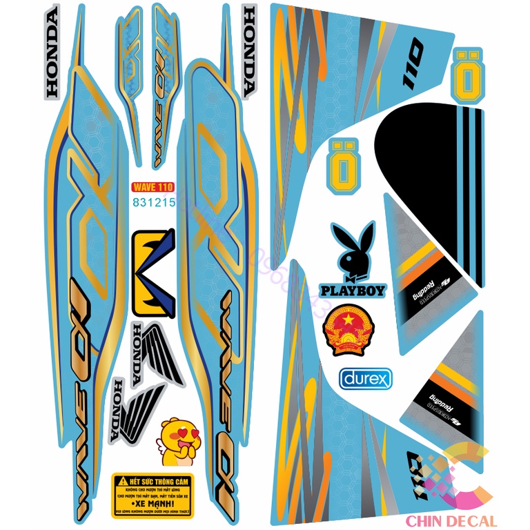 Tem WAVE ALPHA 110 Full xe mẫu 2021 Nhiều lựa chọn màu ( Decal 3 lớp cao cấp chống nước chống bay màu 831215 )