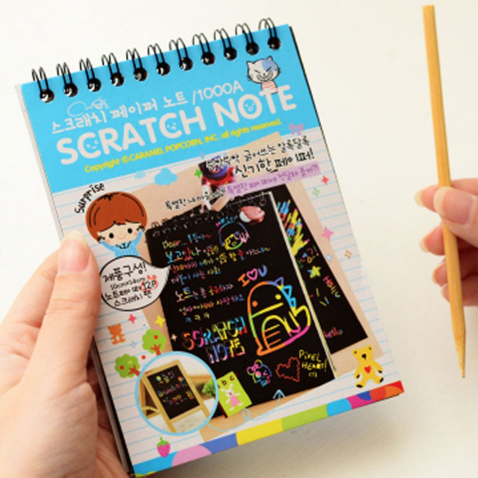 Sổ phép thuật Ánh Dương Scratch note phủ giấy màu đen 10x14cm