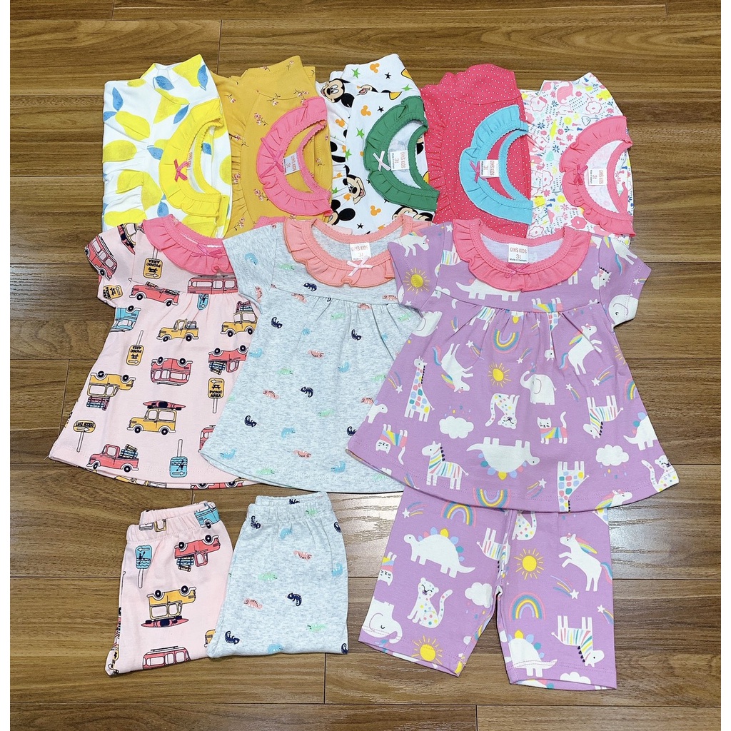 8-20kg Bộ bozip xuất dáng babydoll cổ bèo, quần cộc cho bé gái, hàng VNXK cực xinh BẢNG MÀU 1 - MẪU 2022