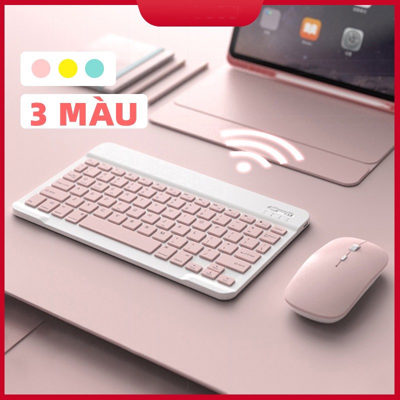 Combo bàn phím &amp; chuột không dây bluetooth nhiều màu sắc nhỏ gọn cho điện thoại máy tính bảng ipad laptop macbook tivi