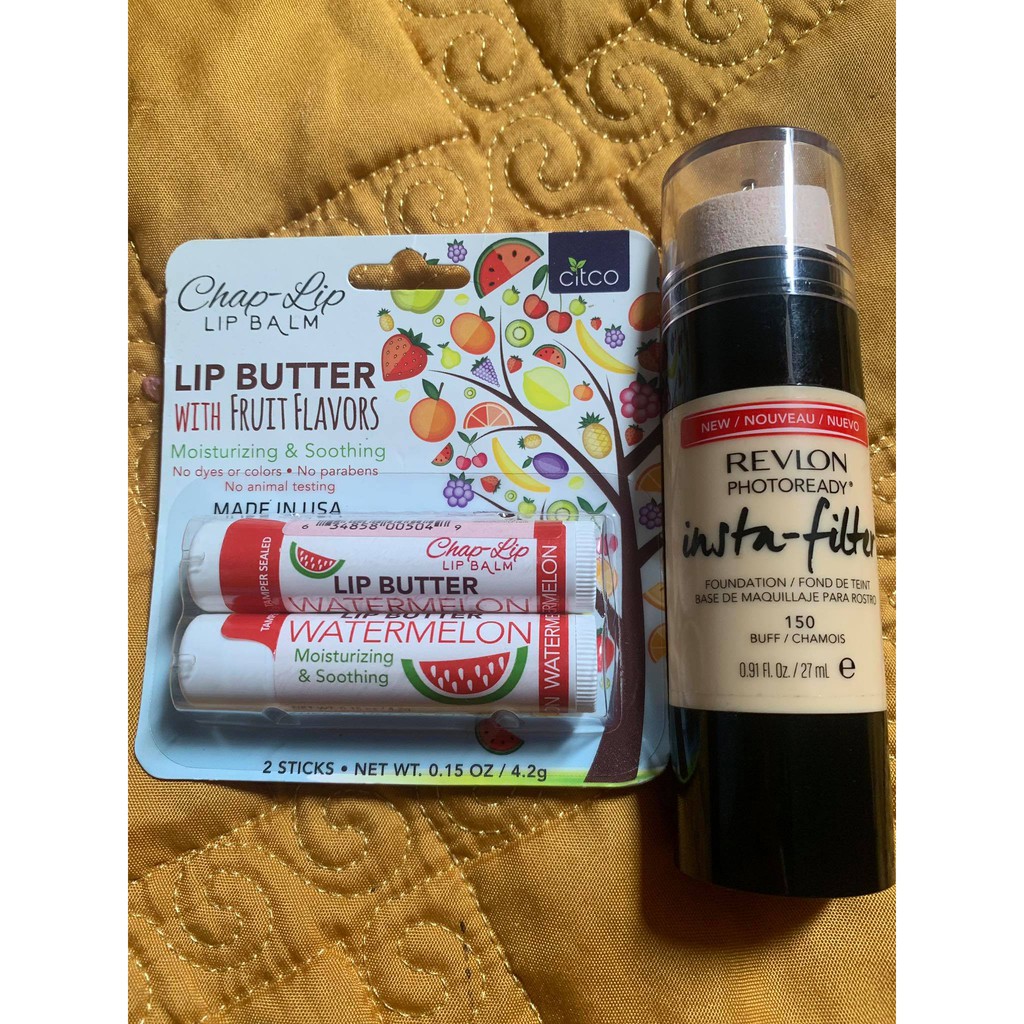 Combo kem nền Revlon tone 150 Buff và son dưỡng Lip Butter của Mỹ