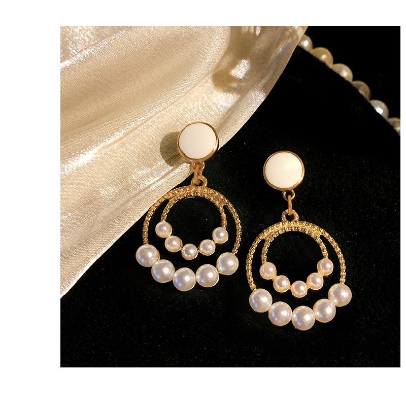 Mới Bông Tai Đính Ngọc Trai Giả Phong Cách Retro Hàn Quốc