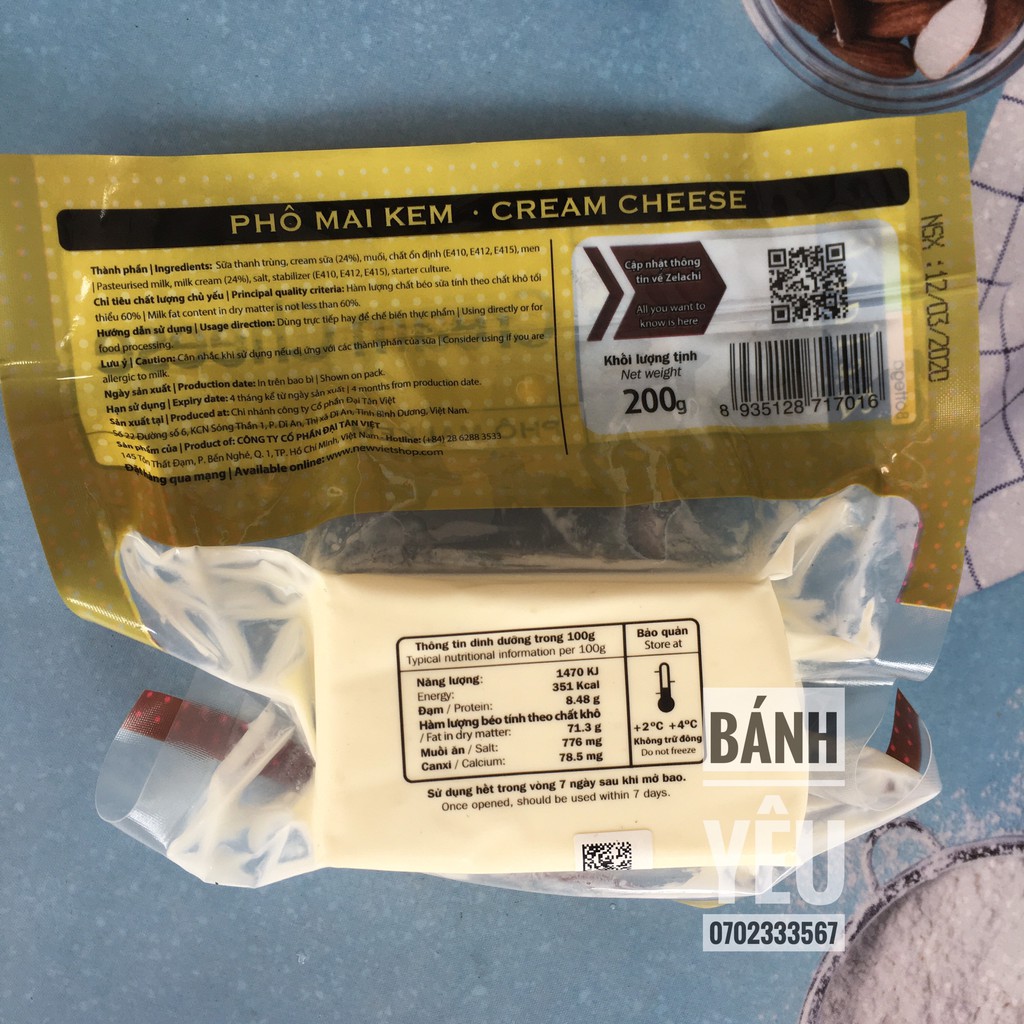 [Mã 156FMCGSALE hoàn 8% đơn 500K] Cream cheese/ Phô mai kem Zelachi 200g | BigBuy360 - bigbuy360.vn