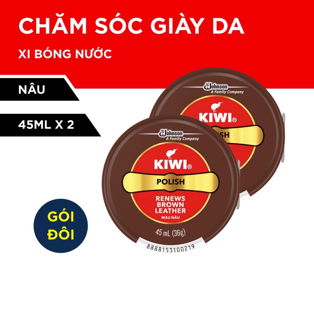 Combo 2 Xi đánh giày Kiwi  Màu Nâu 45ml/sáp