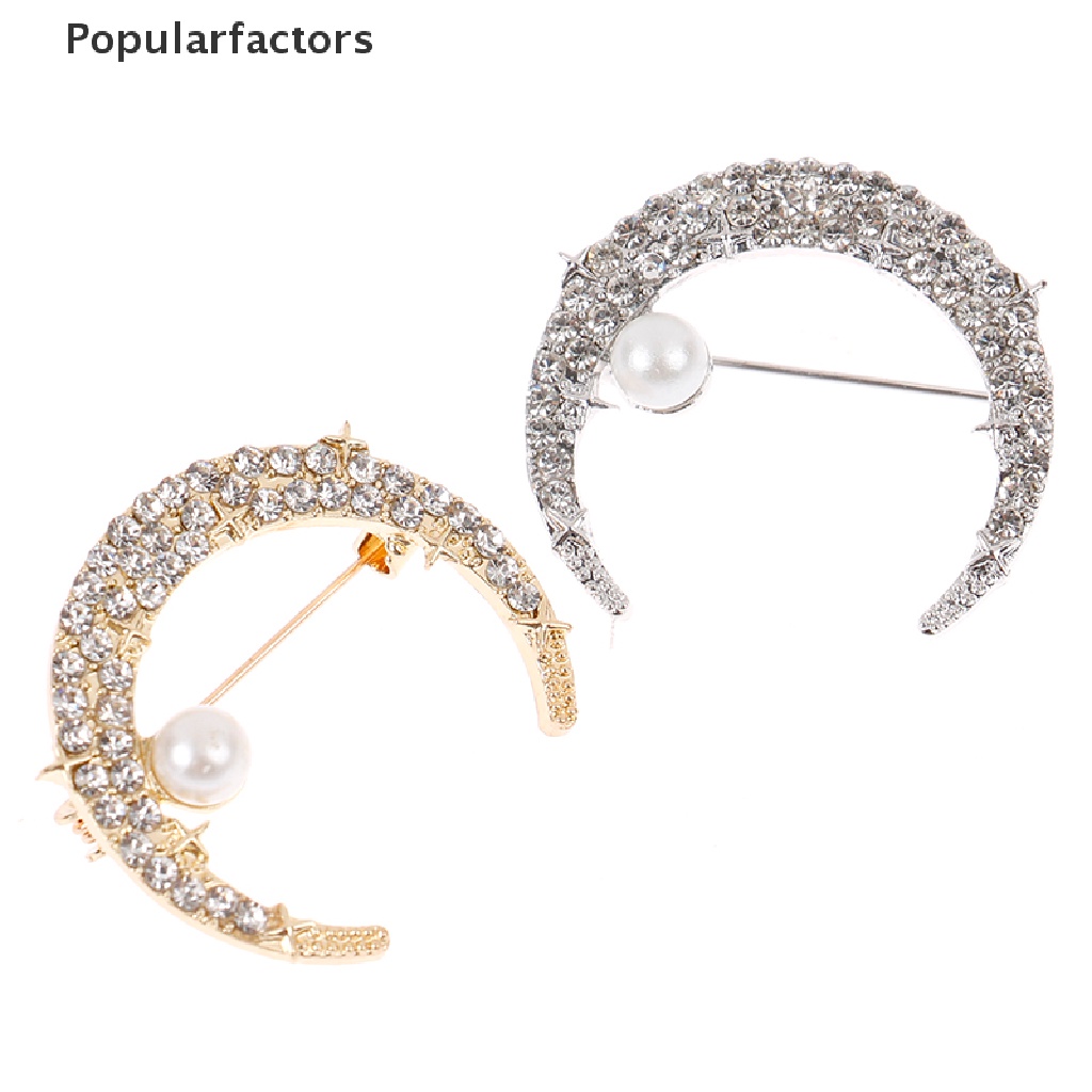 Ghim cài áo họa tiết mặt trăng và ngọc trai nhân tạo sang trọng thời trang