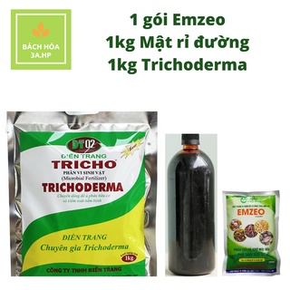 Combo 1 gói Emzeo-1kg Mật rỉ đường -1kg Trichoderma Điền Trang ủ phân hữu cơ