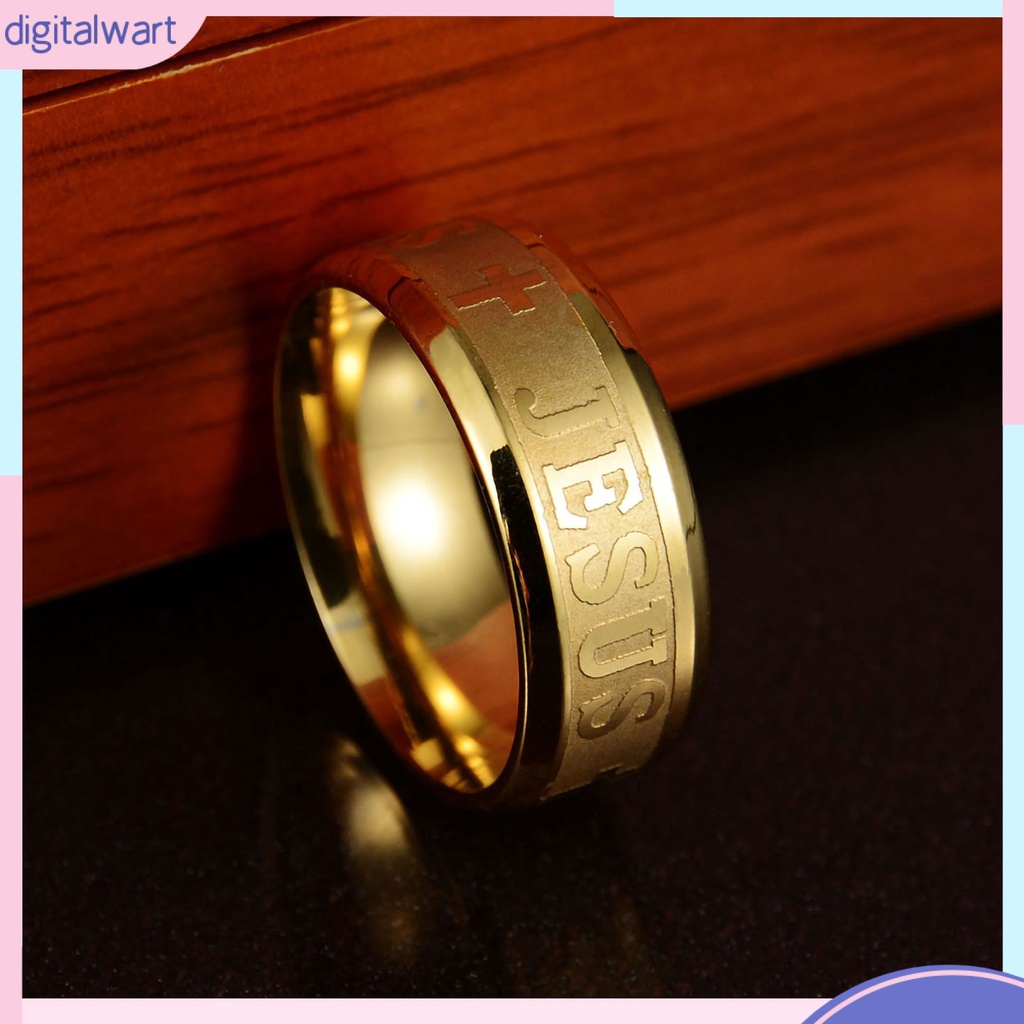 Nhẫn inox khắc chữ Jesus và chữ thập thời trang cho nam nữ