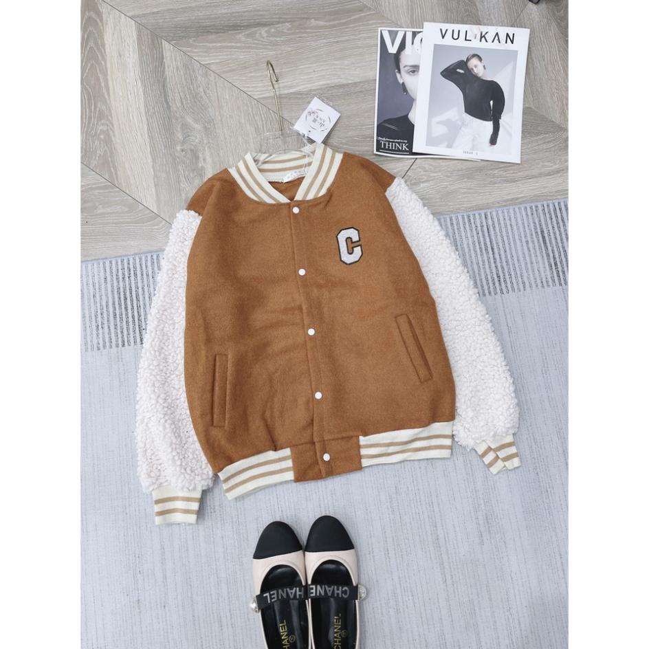 [ 𝐅𝐑𝐄𝐄 𝐒𝐇𝐈𝐏 ] ÁO BOMER DẠ PHỐI LÔNG CHỮ C SIÊU ĐẸP Ạ