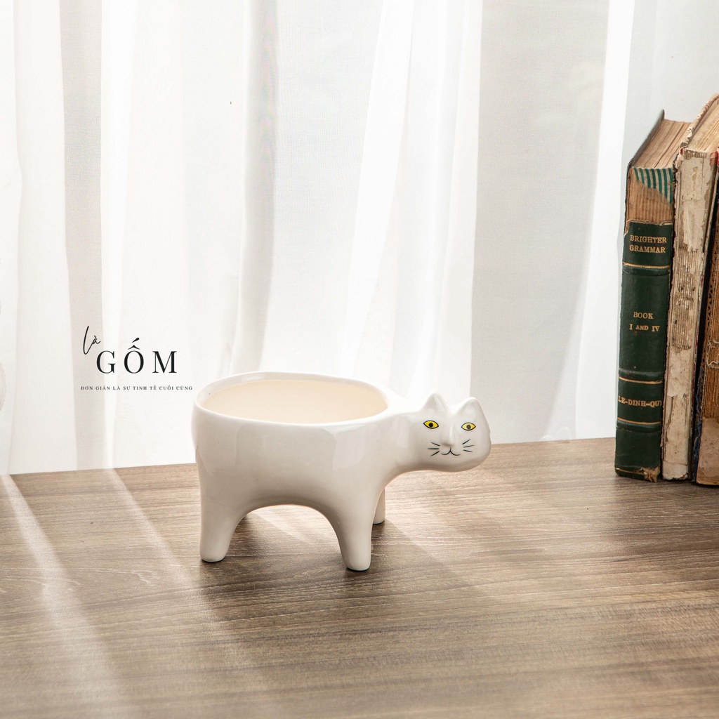 Chậu Gốm Sứ Hình Mèo
