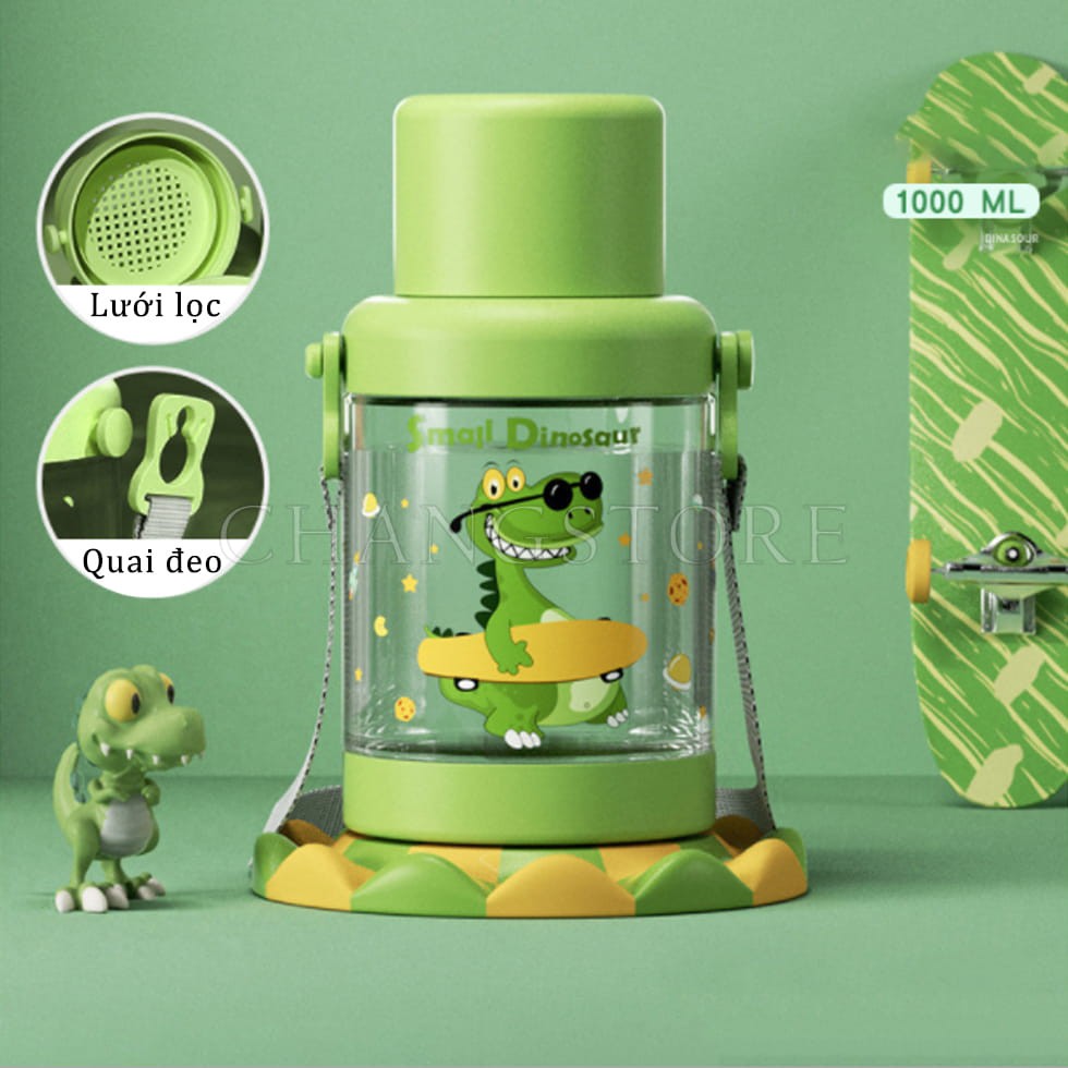 Bình Nước 1 Lít, Bình Uống Nước Sports Cup Phong Cách Thể Thao Có Ống Hút Và Dây Đeo Tiện Lợi