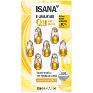 Serum Giảm Lão Hóa Và Nếp Nhăn ISANA by Rossmann, Q10 Anti-Falten Pflegekapseln (7 Viên Nang - Hàng Nhập Đức - ĐỦ Bill)