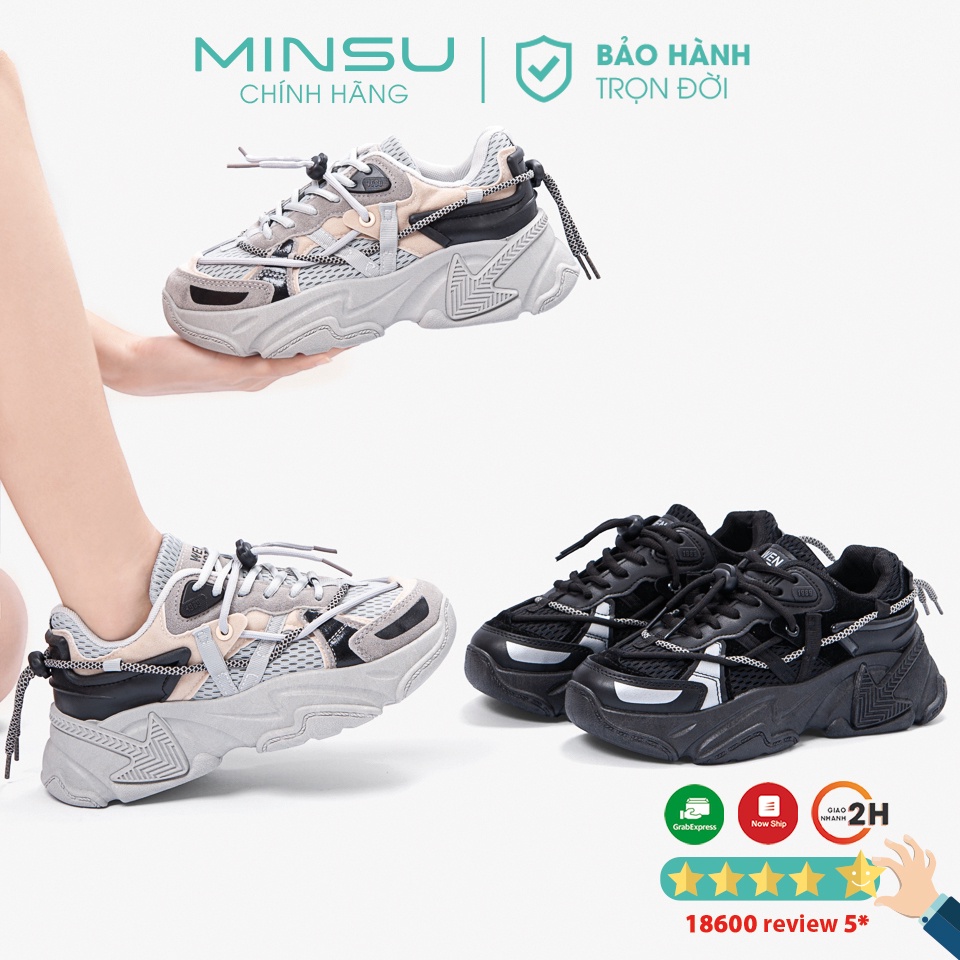 Giày Thể Thao Snekear Độn Đế Nữ MINSU WENHISTA 1989 M3903 Tăng Chiều Cao Hàn Quốc Thiết Kế Táo Bạo Phá Cách