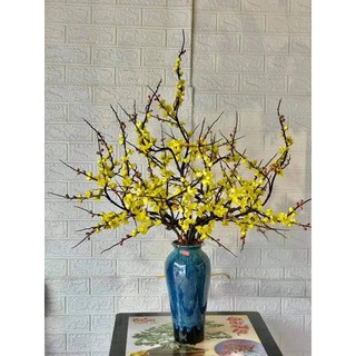 lọ hoa dáng đùi dế cao 34cm cắm đào mai giả cực xinh - men hoả biến Bát Tràng
