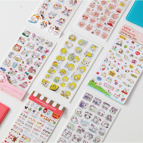 Set6 tấm Sticker dán trang trí hoạt hình nhiều mẫu dễ thương ngẫu nhiên DTOnline