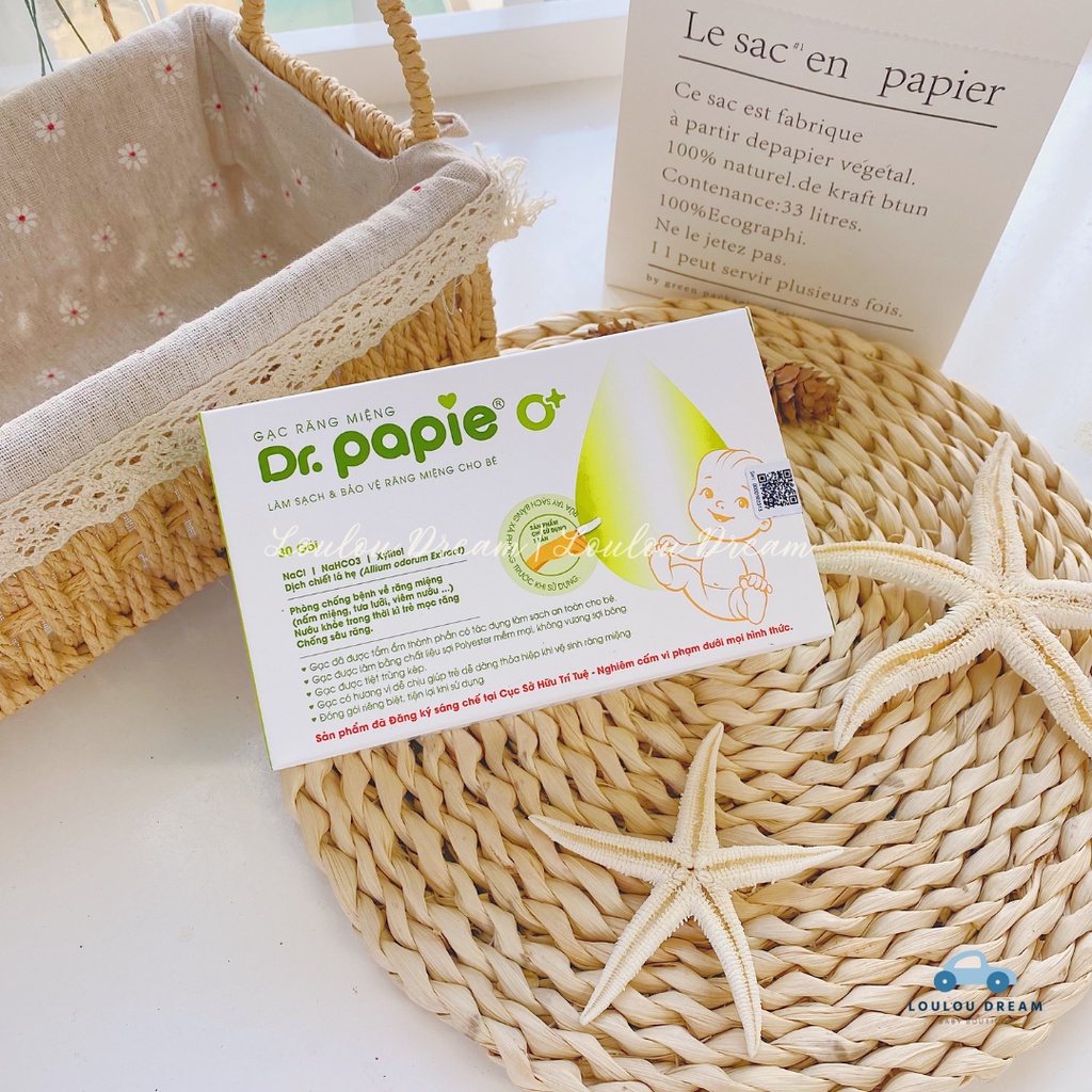 Gạc rơ lưỡi Dr Papie vệ sinh răng miệng cho bé lẻ 4 gói