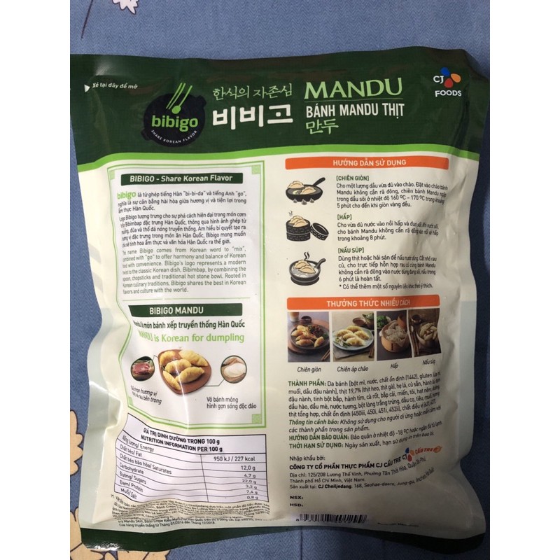 [HÀNG CHUẨN - FREESHIP] BÁNH XẾP MANDU THỊT VÀ BẮP BIBIGO HÀN QUỐC 350G