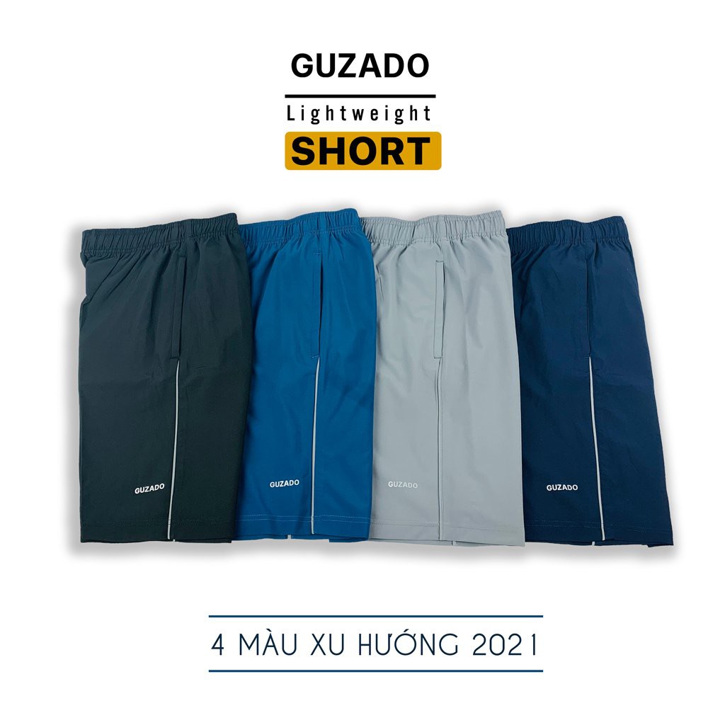 Quần Đùi Nam GUZADO(4 Màu), Vải Gió Mềm, Siêu Nhẹ, Không Nhăn Không Nhàu, Co Giãn Cực Tốt, Thoải Mái Vận Động GSR02