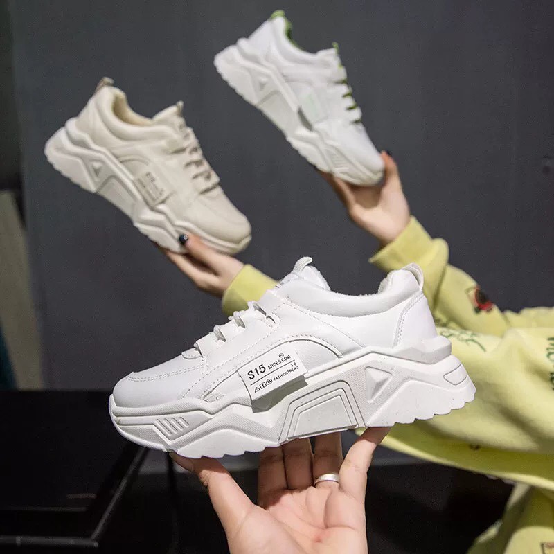 Giày sneaker nữ 💖FREESHIP💖  Giày thể thao nữ S15 mới_Trắng độn đế cao hàn quốc hot 2020