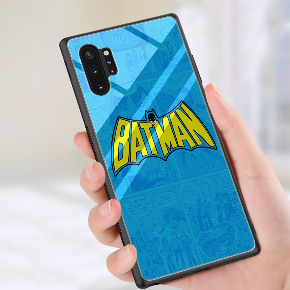 Ốp Điện Thoại Kính Cường Lực Cạnh Mềm In Hình Batman Marvel Cho Samsung Galaxy S7 Edge S8 S9 S10 S20 Plus Z60