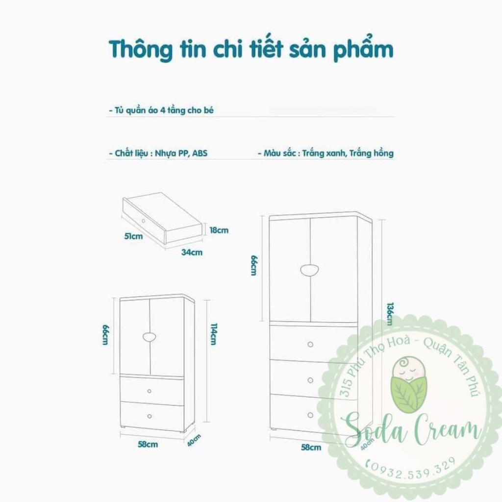 Tủ nhựa KUB 4 tầng chính hãng full tem nhập khẩu công ty Pomo