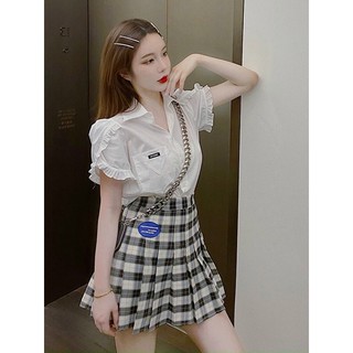 Áo sơ mi phối bèo- hình thật sàn