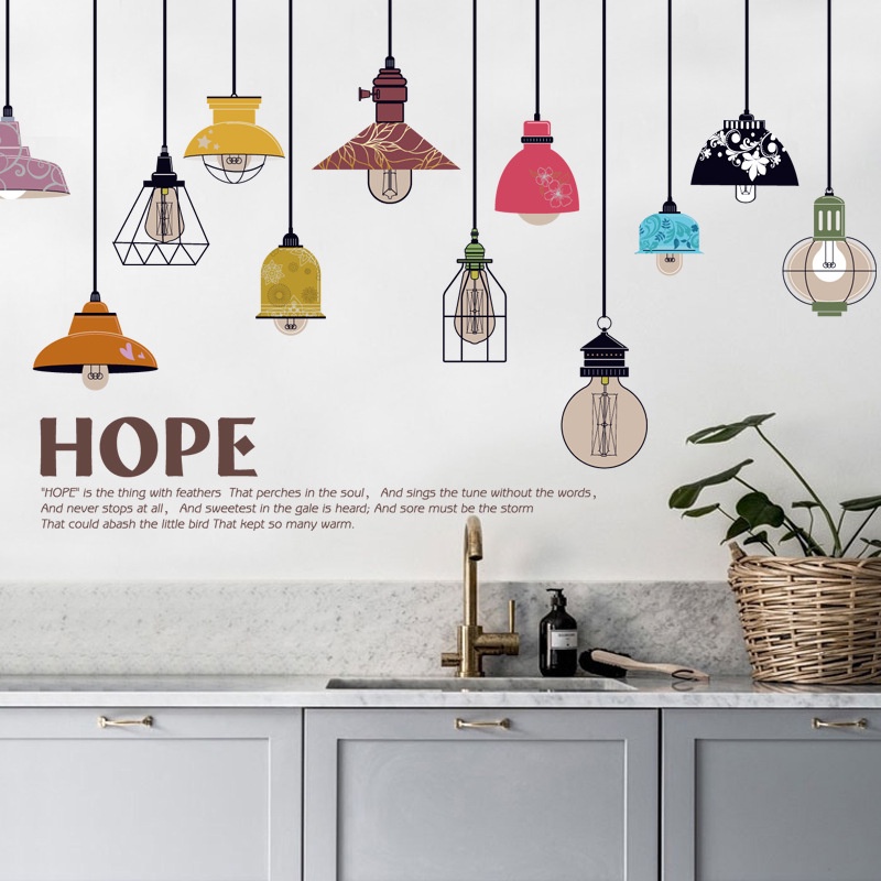Decal dán tường Dây đèn thả