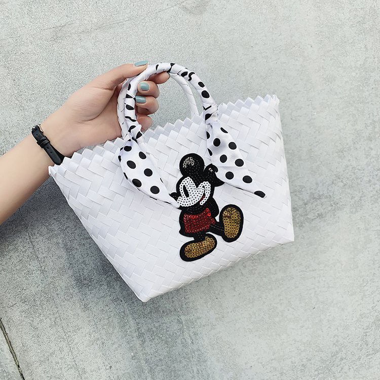 ✇☂✜Túi Xách Đan Cói Thiết Kế Hình Mickey Đơn Giản Thời Trang Đi Biển Xinh Xắn